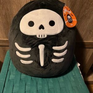 Squishmallows Skeleton Pillow - Black and White
